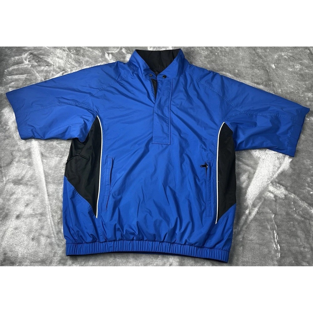 FootJoy DryJoys Jacket Mens Medium Blue Half Zip Short Sleeve Golf Windbreaker